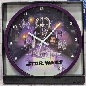 Star Wars Vader Palpatine Tie Fighters 12" Battery Powered Wall Clock NIB